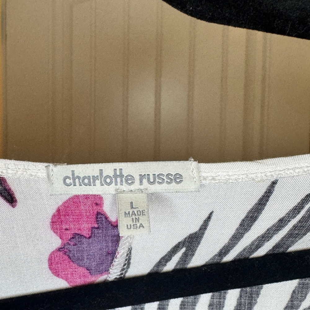 Charlotte Russe Wrap Floral Dress - White and Red - Picture 3 of 3